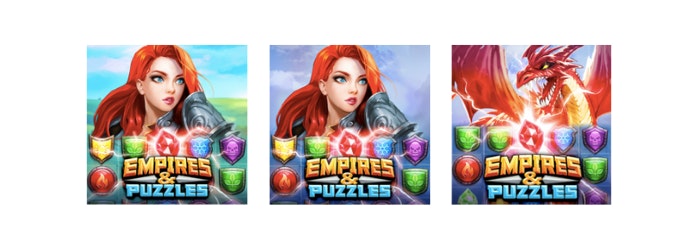Empires & puzzles icon A/B test 3